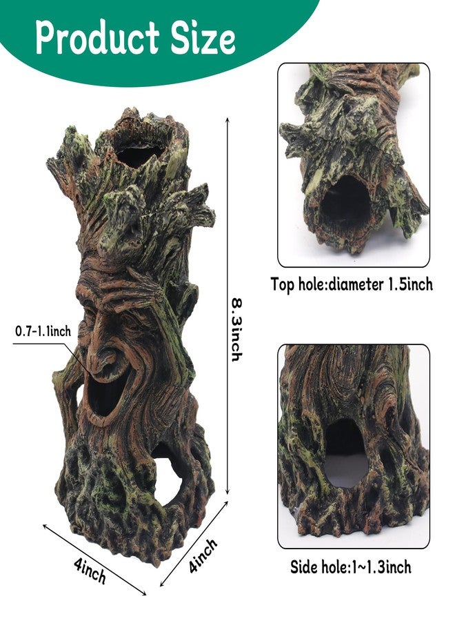 Abustle pig Fish Tank Tree Trunk Aquarium Decoration,Smiling Tree Ornament Resin Hollow Stump Root Hideout Cave Ornaments for Betta Sleeping Resting Playing Hiding - Image 3